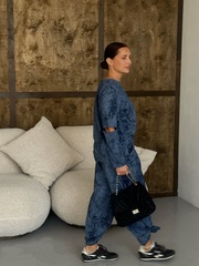 Костюм « Варенка» с лонгсливом синий