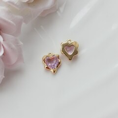 УЦЕНКА!!! Подвеска Сердце с фианитом 13*11 мм, сиреневый, позолота, У057