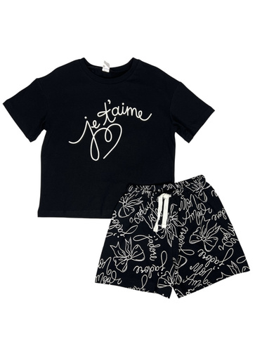 CWJG 50224-22K Пижама для девочки (футболка, шорты), Черный