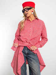 Рубашка Модная клеточка красно-белого цвета