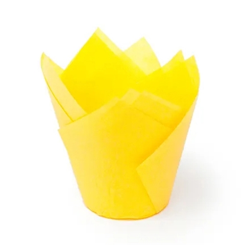 Форма бумажная тюльпан 50х80 мм Желтая, 10 шт