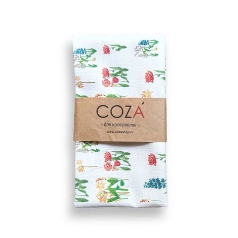 Полотенце COZA "Гербарий винтаж", 70% хлопок, 30% лён, размер 40х70 см