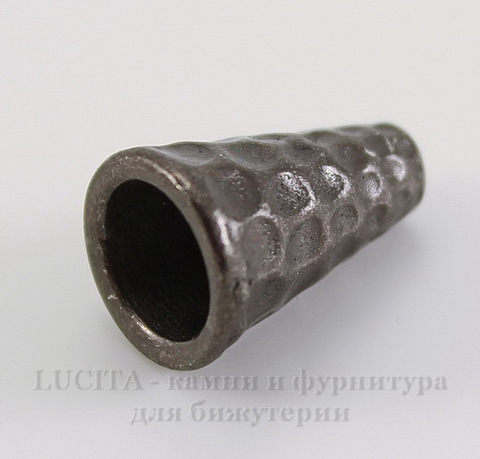 Шапочка - конус для бусины TierraCast "Hammertone" 12х9 мм (цвет-черный никель)