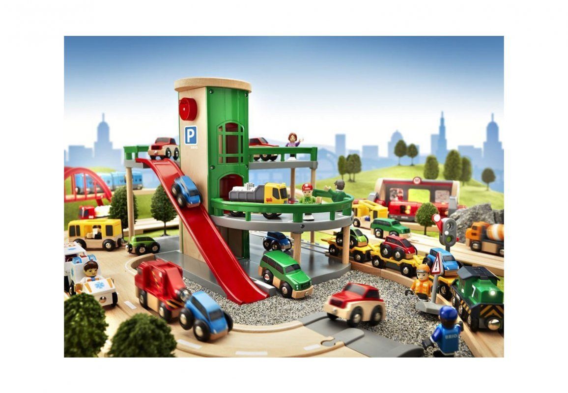 Деревянная железная дорога Brio World - Парковка для машин деревянной ж/д 6  элементов Brio - Брио 33204 купить в Москве | Доставка по России.