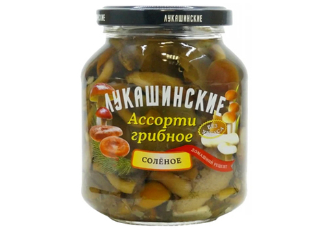 Грибы солёные ассорти "Лукашинские", 340г