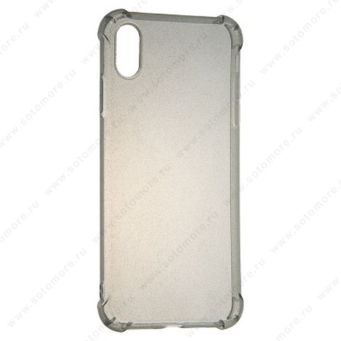 Накладка силиконовая для Apple iPhone XS Max жесткий Тип 2 с белстками с усиленными углами прозрачная (черная)
