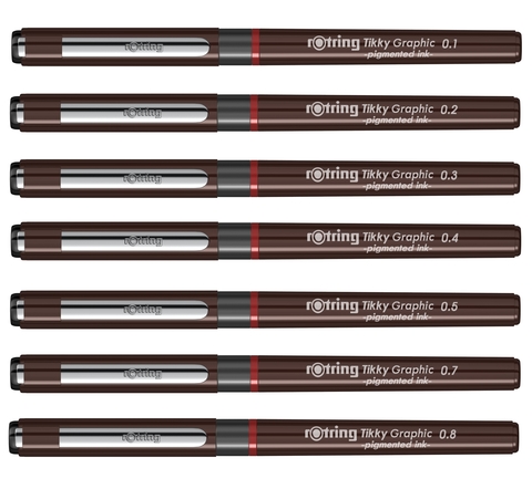 Набор ручек капиллярных Rotring Tikky Graphic 3 ручки: 0.3/0.5/0.7 mm черные чернила (1904812)