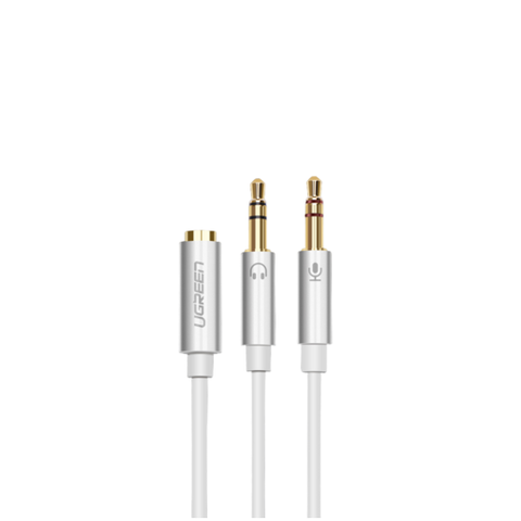 Удлинитель UGREEN AV140 Dual 3.5mm Male To 3.5mm Female Audio Cable Aluminum Case, белый