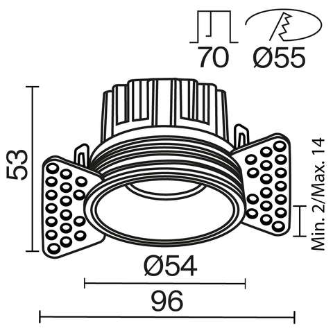Встраиваемый светодиодный светильник Maytoni Round DL058-7W2.7K-TRS-W