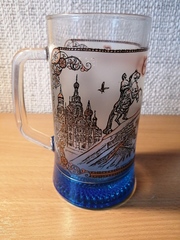 Кружка стекло пиво 0.5 от Художника бронза с цветным дном