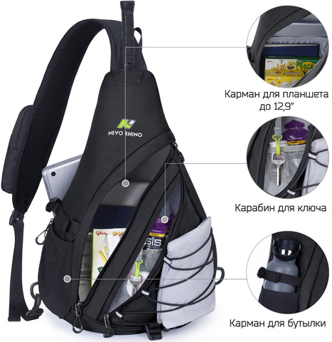 Картинка рюкзак однолямочный Nevo Rhino 9070 Black - 3