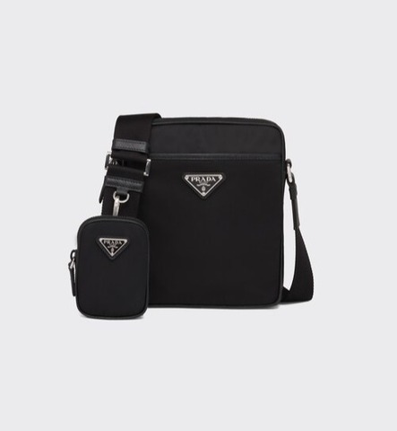 Сумка Prada на плечо из нейлона и сафьяновой кожи, черный