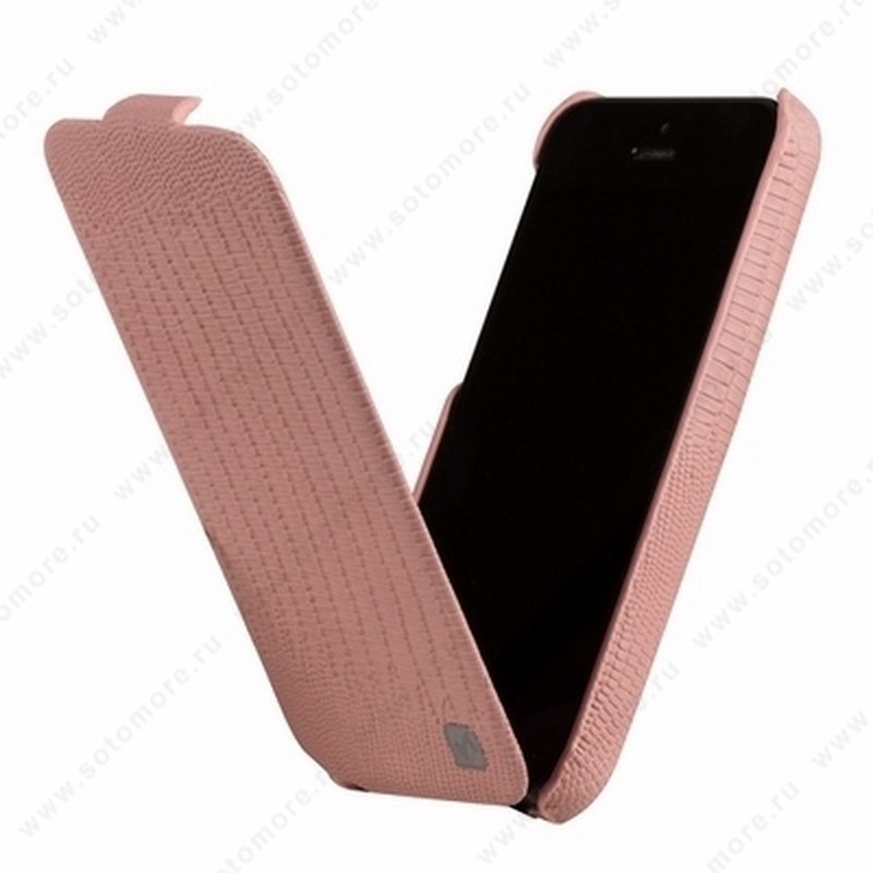 Чехол-флип HOCO для iPhone SE/ 5s/ 5C/ 5 - HOCO Lizard pattern Leather Case Pink