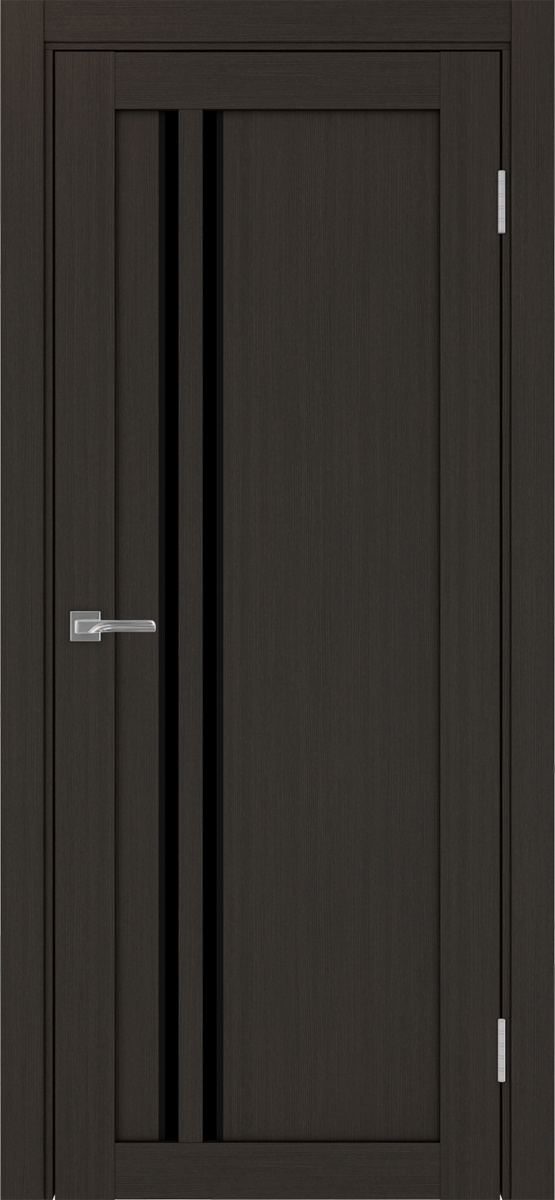 Дверь межкомнатная Оптима Порте Турин 525.121 АПС молдинг SB, цвет венге, экошпон, стекло лакобель черное