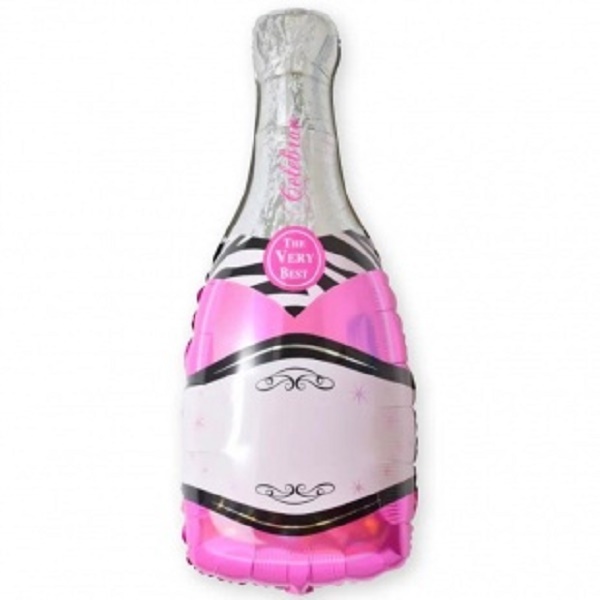 К Мини-фигура, Бутылка шампанского, Розовый, 16''/41 см, 5 шт.