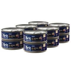 Консервы Brit Premium by Nature Adult для взрослых кошек, курица с сыром, 12 шт x 100 г
