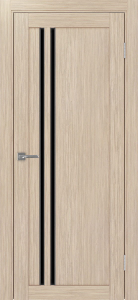 Дверь межкомнатная Оптима Порте Турин 525.121 АПС молдинг SB, цвет беленый дуб, экошпон, стекло лакобель черное