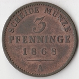 K7658, 1868, Германия Пруссия, 3 пфенниг А