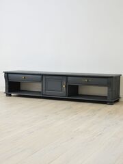 Тумба под телевизор Сюзанна, 180 см, с ящиками и полками, серый