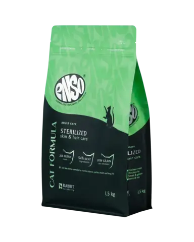 ENSO CF Sterilized сухой корм для стерилизованных кошек кролик/малина 1,5 кг