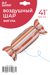 К Фигура, Конфета, Полоски, Розовый/Красный, 41''/104 см, 1 шт. (в упаковке)