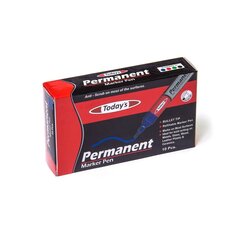 
          Маркер перманентный, Todays, синий, пулевидный, 1-7 мм, 10 шт/уп