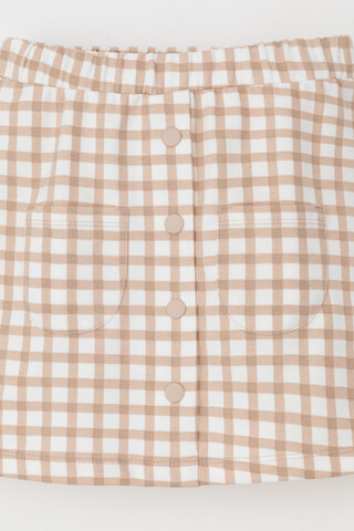 юбка  для девочки  КР 7142-1/бежевая клетка на сахаре к567