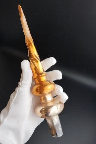 Ёлочная игрушка макушка, вершина на ёлку, стекло, 27 см, винтаж СССР 1960-1990 гг