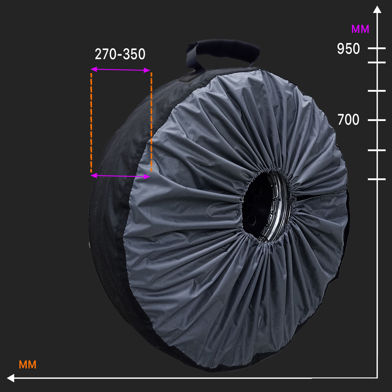 Чехлы для колес ХХL Гигант (диаметр 700-950, ширина 270- 350), усиленный, премиум, 4 шт.
