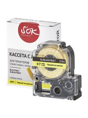 Кассета с лентой S'OK by Sakura Printing BLK4YBA7 для Epson , черный на желтом, φ7мм, 2.5м