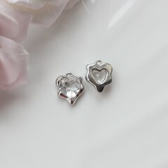 Подвеска Сердце с фианитом 13*11 мм, прозрачный, родий, П304