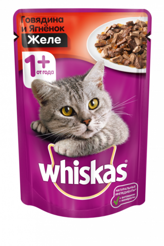 Whiskas ЖЕЛЕ говядина/ягненок, пауч (85 г)