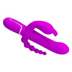 Лиловый вибратор для тройной стимуляции Cammy - 22,2 см. - 