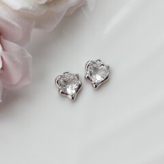 Подвеска Сердце с фианитом 13*11 мм, прозрачный, родий, П304