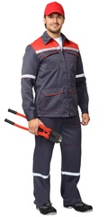Костюм "ТЕХНИК" куртка, брюки темно-серый с красным