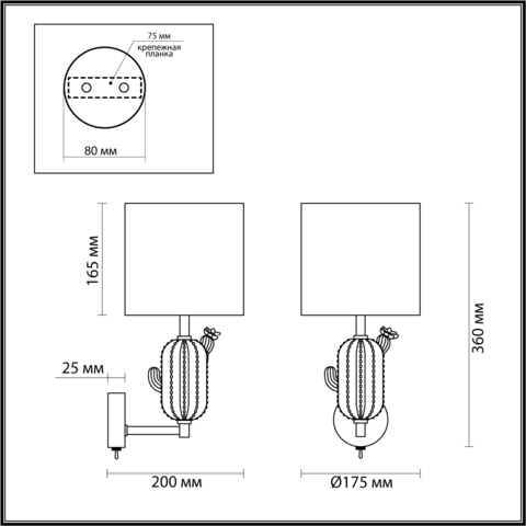 Настенный светильник Odeon Light CACTUS 5425/1W