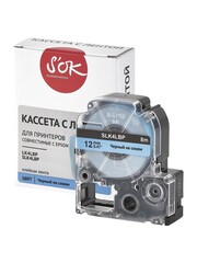 Кассета с лентой S'OK by Sakura Printing K4LBP для Epson , черный на синем, 12мм, 8м