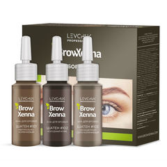 Хна для бровей BrowXenna (Броу Хенна) Набор Шатен, 3 флакона #1, #2, #3; 30 гр