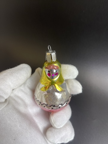 Ёлочная игрушка "Матрешка" стекло, винтаж, СССР 1960-1990 гг