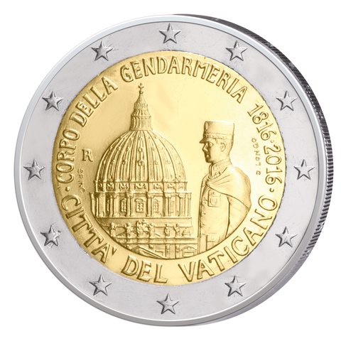 Ватикан 2 евро 2016 200-летие папской жандармерии