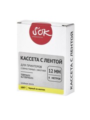 Кассета с лентой S'OK by Sakura Printing TZEFX631 для Brother,  черный на желтом, 12мм, 8м , наклейка