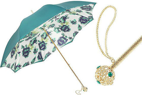 Зонт-трость Pasotti Dark Green Floral Umbrella, Италия.