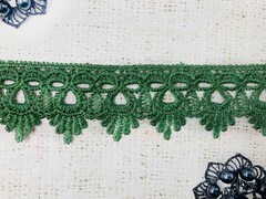 Кружево плетеное, ш. 4,5-5 см, тёмно-зелёный