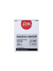 Кассета с лентой S'OK by Sakura Printing TZE335 для Brother, белый на черном, 12мм, 8м, наклейка