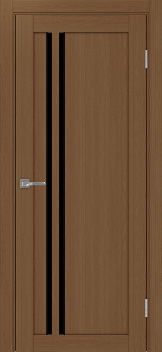 Дверь межкомнатная Оптима Порте Турин 525.121 АПС молдинг SB, цвет орех, экошпон, стекло лакобель черное