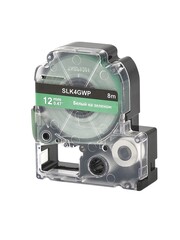 Кассета с лентой S'OK by Sakura Printing K4GWP для Epson , белый на зеленом, 12мм, 8м