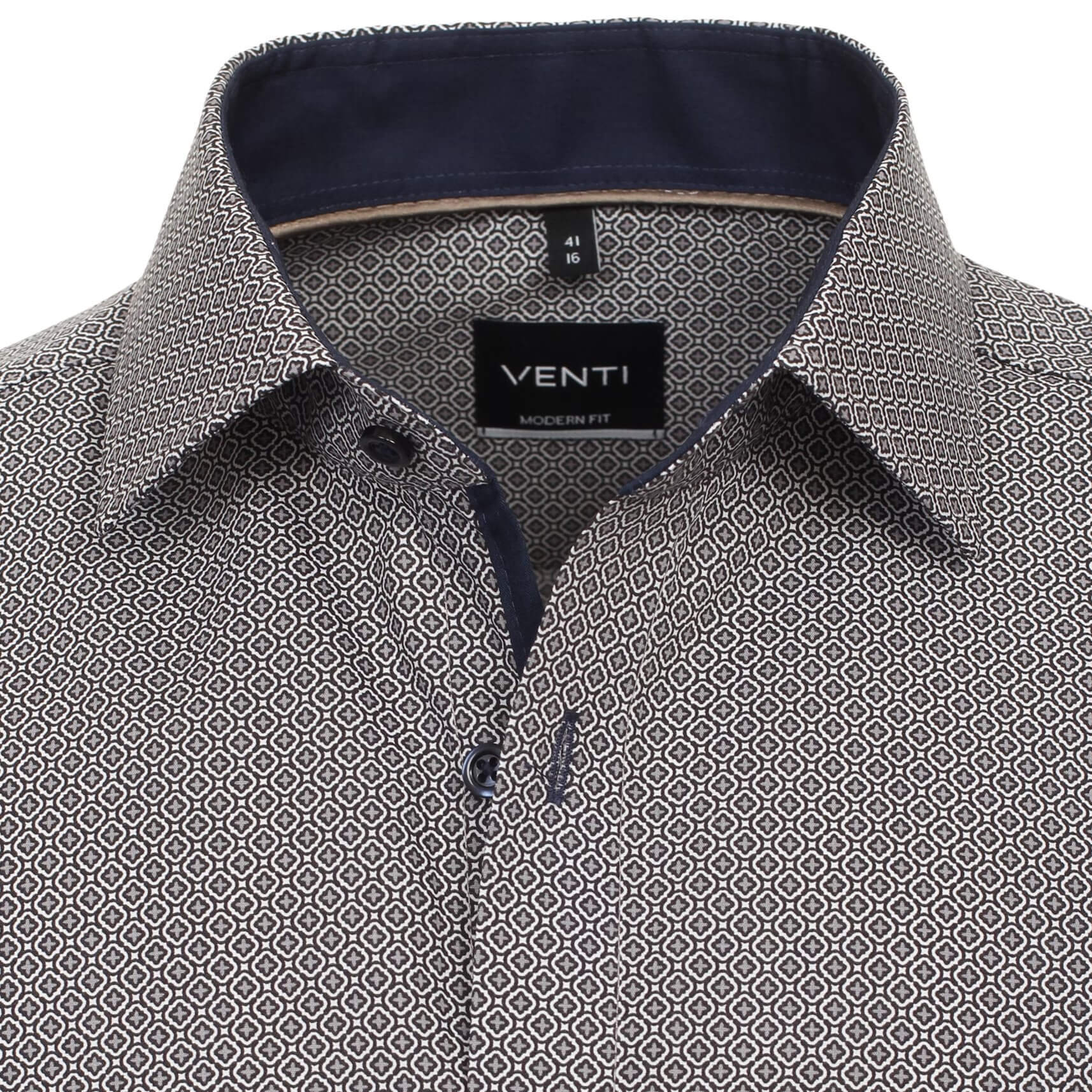 Сорочка мужская Venti Modern Fit 144249700-100 с чёрно-серым принтом