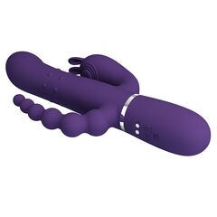 Фиолетовый вибратор для тройной стимуляции Cammy - 22,2 см. - 