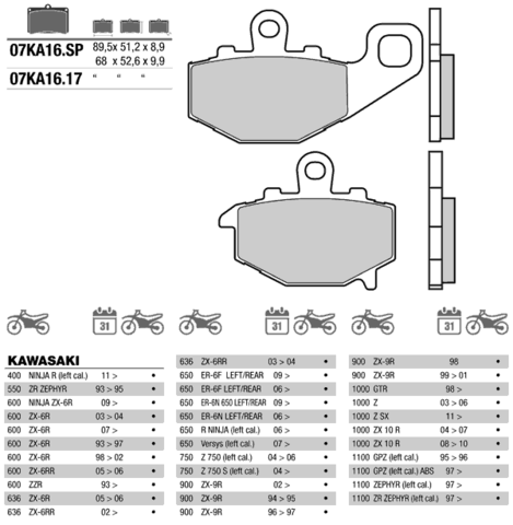 07KA16SP колодки тормозные МОТО(FDB2012)