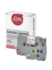 Кассета с лентой S'OK by Sakura Printing TZE445 для Brother,  белый на красном, 18мм, 8м , наклейка